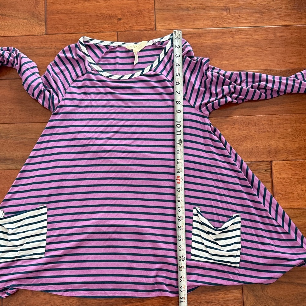 Matilda Jane Striped Purple and Blue Tunic Top SZ Small 95% Modal - Picture 8 of 8
